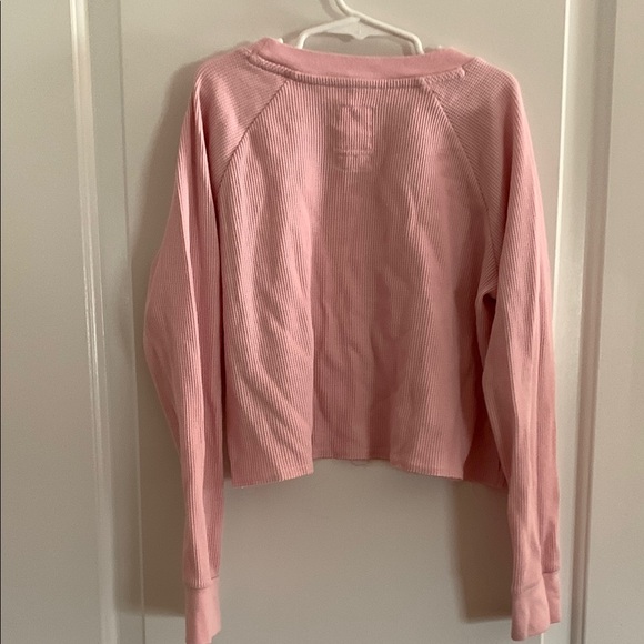 Gap Teen Stylish Pink Ribbed Waffle Knit Top - Picture 4 of 5